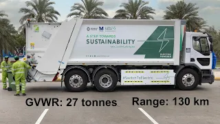 Renault electric refuse truck operating in Abu Dhabi, UAE