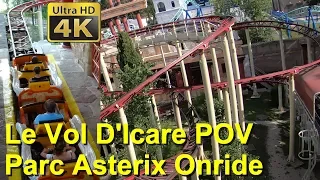 Le Vol D'Icare front seat on-ride (POV/4K) Parc Astérix Rollercoaster Achterbahn Le Vol D'Icare parc