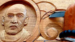 Sree Narayana Guru face making teak wood || carving by UP wood art