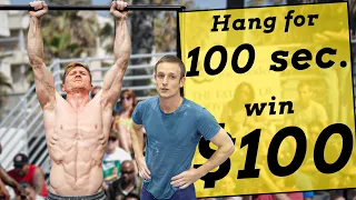 Hang 100 seconds for $100 Challenge  VS  Pro climbers **World Record?**