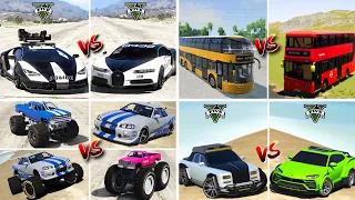 Monster Truck vs Police Lamborghini vs Monster Car vs LEGO Bus - GTA 5 Cars Which is Best?