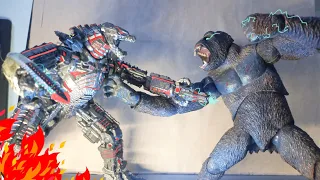 Mechagodzilla Vs. Skar king, an epic battle stop motion.