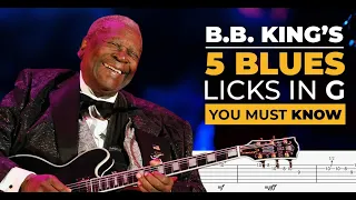 These 5 Masterclass Blues Licks from B.B. King are PURE GOLD, Guitar Lesson with TAB + Backing Track