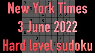 Sudoku solution – New York Times sudoku 3 June 2022 Hard level