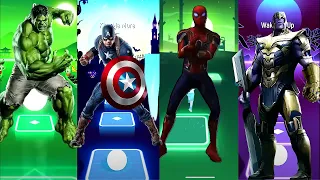 Tiles Hop EDM & Phonk Rush - Hulk vs Captain America vs Spider-Man vs Thanos