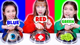 ASMR Colour Food Eating Challenge | Blue Vs Green VS Red Food Battle and Mukbang by LiLiBu