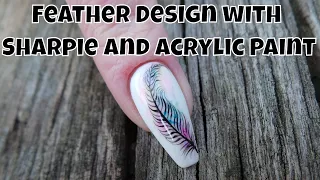 Feather Design with Sharpie and Acrylic Paint