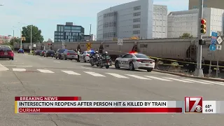 Pedestrian hit, killed by train in downtown Durham; roads reopen