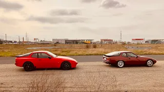 Supercharged Porsche 924 chasing 944 turbo (short abandoned track)