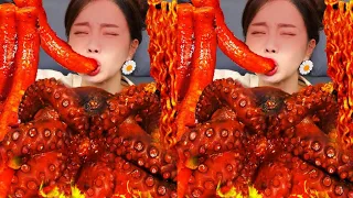 [Mukbang ASMR] Nothing tasted this spicy till now ! Fried Octopus 🐙 Tteokbokki 🔥 Ssoyoung
