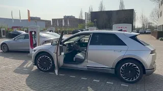 IONIQ 5 fast charging at V2 Tesla Supercharger, Naarden, NL