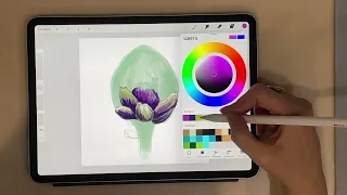 Рисую скетч артишок на планшете в Procreate. Пошаговый урок дтджитал рисования на Айпаде Online