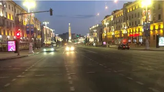 Минск Беларусь, вид на проспект Независимости и площадь Победы