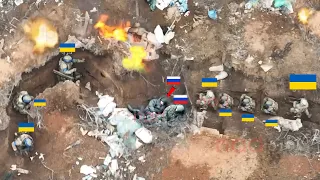 Horrible! Ukrainian forces close combat kills dozens of Russian soldiers in a trenches near Bakhmut