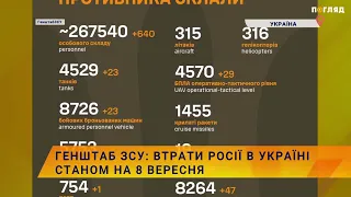 ☠️💣Генштаб ЗСУ: втрати росії в Україні станом на 8 вересня