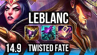 LEBLANC vs TWISTED FATE (MID) | 7 solo kills, 20/3/5, 1300+ games, Godlike | KR Master | 14.9