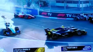 F2 2021 Azerbaijan Race 2 Start Crash