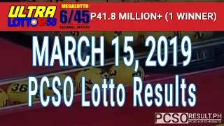 PCSO Lotto Results Today March 15, 2019 (6/58, 6/45, 4D, Swertres, STL & EZ2)