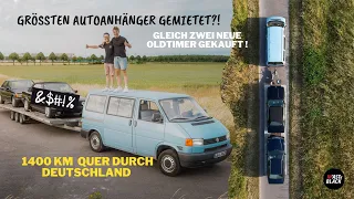 Wir kaufen ZWEI Oldtimer und mieten uns den GRÖSSTEN Autoanhänger | 1400km quer durch Deutschland ?!