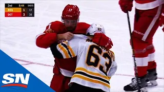 Brad Marchand, Filip Hronek Drop The Gloves After Hit Behind The Net