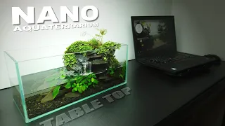 TableTop NANO Aquaterrarium with Cliff Waterfall l No co2 l No filter