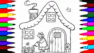 How to Draw House with a Doll Watering the Plants Coloring Pages Drawing Pages Videos for kids