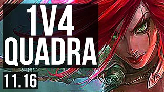 KATARINA vs ZIGGS (MID) | 1v4 Quadra, 18/1/6, 8 solo kills, Legendary | KR Diamond | v11.16