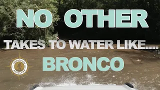Bronco's & Jeeps crossing deep water  in an upcoming Akins Ford Commercial