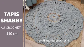 Comment faire UN TAPIS SHABBY ROND 110 CM AU CROCHET TUTO pas a pas  #mamiecrochet