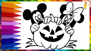 Drawing And Coloring Mickey Mouse And Minnie Mouse On Halloween 🎃 Drawings For Kids