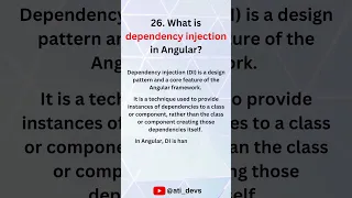 What is dependency injection in Angular? #shorts #angular #interview #dependencyinjection