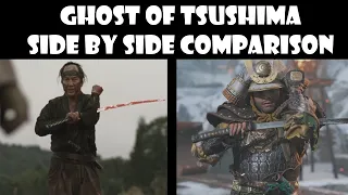 Ghost of Tsushima Side by Side Comparison with Random Samurai Movies and Anime