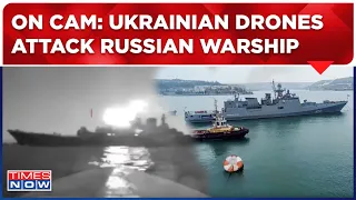 World News Live | On Camera: Russian Warship Struck By Ukrainian Drone In Black Sea