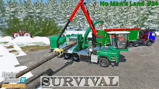 Survival in No Man's Land #24🔸Clearing Snow. Making Wood Chips w/ JENZ HEM 920 DO COBRA HYBRID🔸FS22