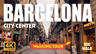 BARCELONA CITY CENTER 🇪🇸 THE BEST PLACE TO VISIT IN SPAIN - walking tour 4k ULTRA HD HDR