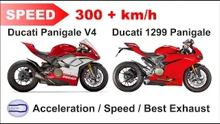 Ducati PANIGALE V4 vs Ducati 1299S Panigale / Acceleration, Top Speed 300+ km/h, Ride, Exhaust