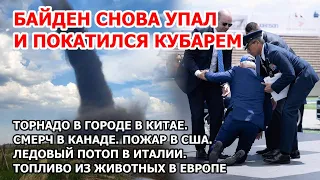 Байден упал в Америке. Торнадо в Китае, Канаде. Пожар в США. Наводнение в Италии Топливо из животных