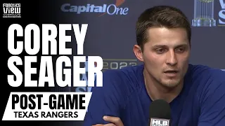 Corey Seager Reacts to CLUTCH Game Tying World Series Homer & Adolis Garcia GM1 Walk-Off Homer
