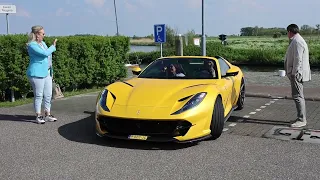 Ferrari 812 GTS supercar Novitec Rosso in yellow V12 sound and acceleration [Lovely Sounds]