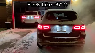 Cold Start Mercedes-Benz GLC300: Feels Like -37C! (Other GLC Parked Inside Heated Garage)