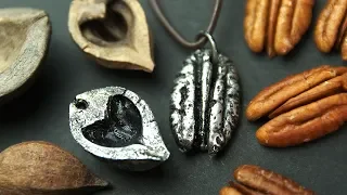 EASY METAL JEWELRY | Pecan Nut Necklace, Hickory Heart Pendant, Pewter Casting, Mold Making