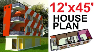 12' X 45' FEET HOUSE PLAN /GHAR KA NAKSHA 12feet by 45 feet/1BHK PLAN/540 Sq Ft Ghar ka Plan/ CORNER