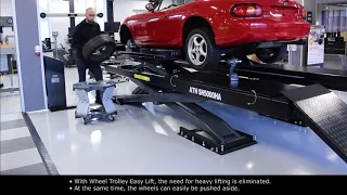 Wheel Trolley Easy Lift reduces heavy lifting in automotive workshop