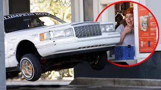 HYDRAULICS IN THE DRIVE THRU PRANK!!