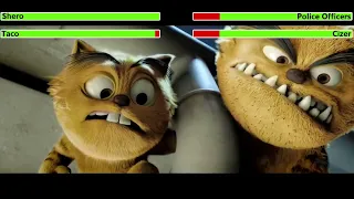 Bad Cat (2016) Bank Heist Scene with healthbars