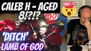 Drum Teacher Reacts: CALEB H (Age 8!) 'Ditch' - Lamb Of God - Drum Cover | INCREDIBLE DRUMMER!