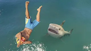 GTA 5 Franklin vs Shark - Crazy Water Fails ep.4