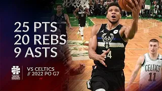 Giannis Antetokounmpo 25 pts 20 rebs 9 asts vs Celtics 2022 PO G7