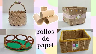 4 increíbles ideas de canastas con rollos de papel. fabulosa idea de reciclaje ❤️