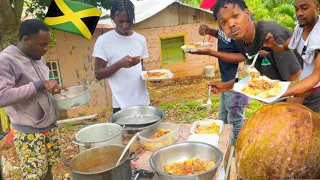 lunch time outdoor cooking from the tree to the fire Jamaica vibes